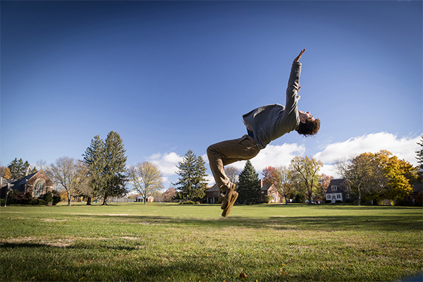 Back flips on the quad at Trinity-Pawling