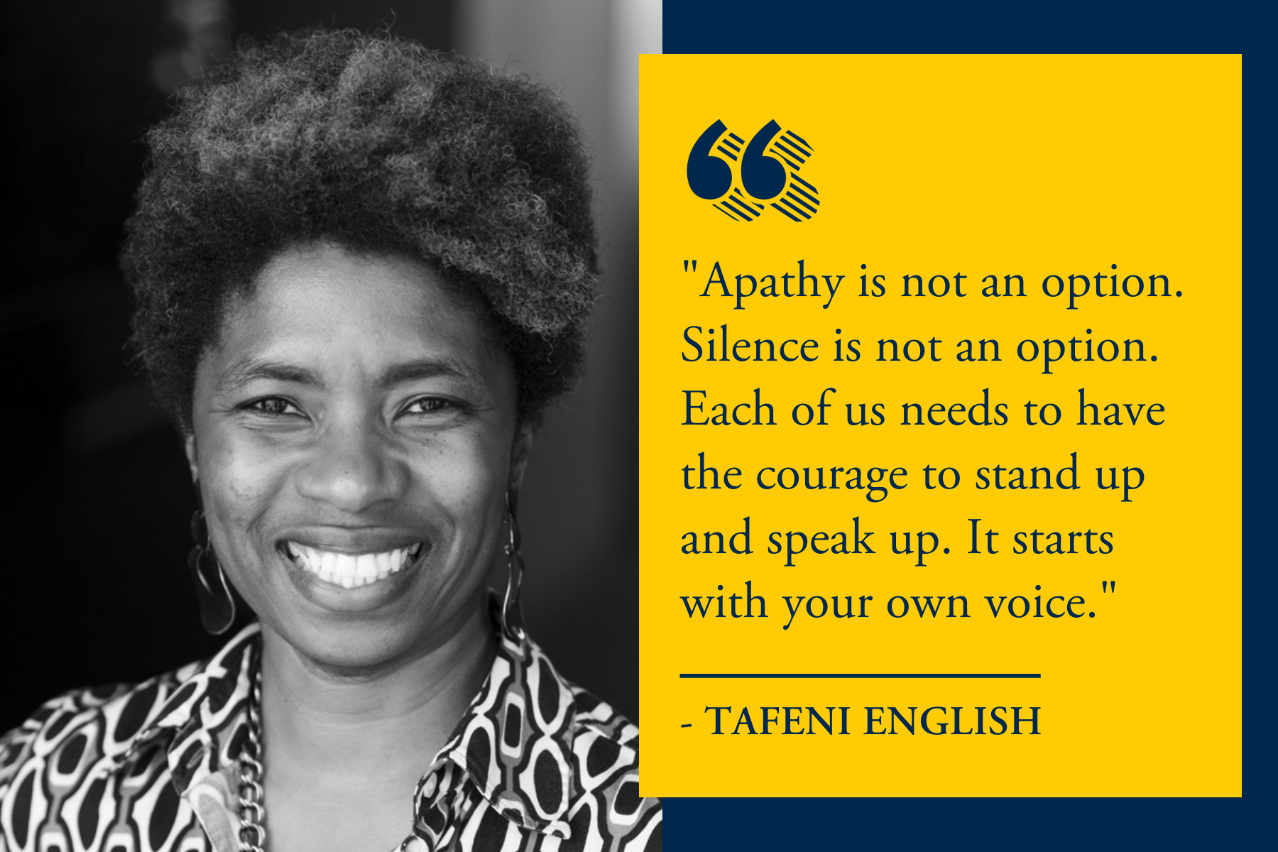 Tafeni English quote from her presentation at Trinity-Pawling