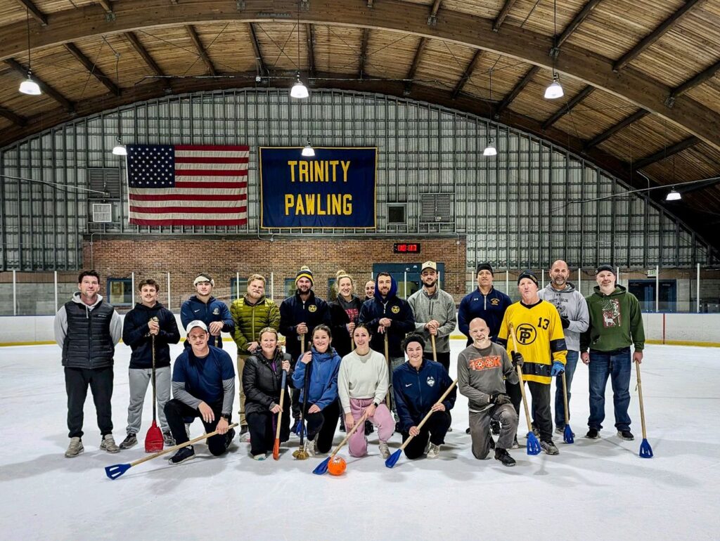 2023 Annual Broomball teams at Trinity-Pawling